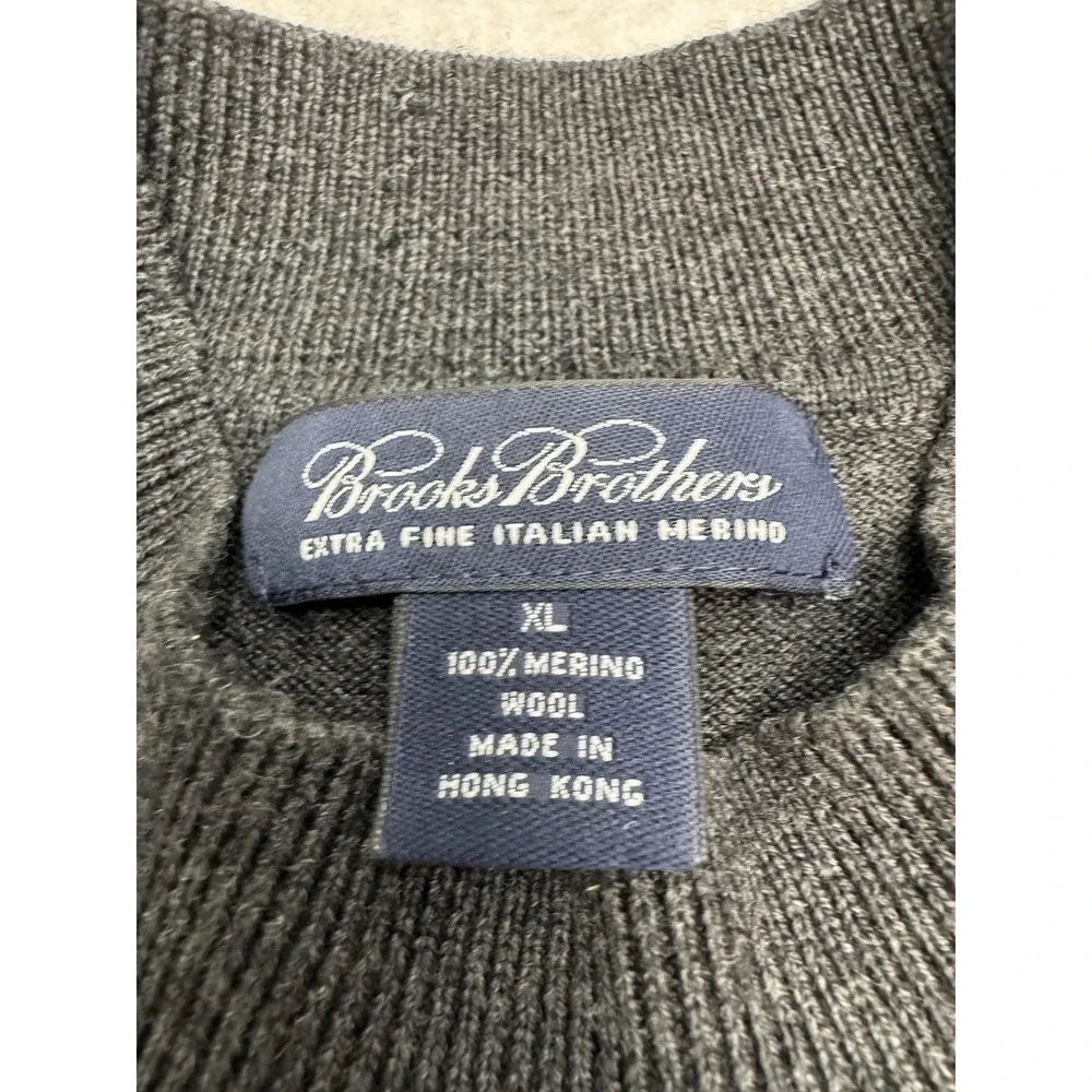Brooks‎ Brothers Sweater Mens XL Gray Extra Fine Merino Wool Crewneck Knit